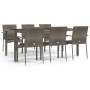 Set comedor jardín 7 pzas y cojines ratán sintético gris de vidaXL, Conjuntos de jardín - Ref: Foro24-3184985, Precio: 522,91...