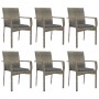 Set comedor jardín 7 pzas y cojines ratán sintético gris de vidaXL, Conjuntos de jardín - Ref: Foro24-3184985, Precio: 522,91...