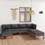 Set de muebles de jardín 7 pzas y cojines ratán sintético gris en Conjuntos de jardín | Comprar online en Foru.es