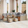 Conjunto de sofá de jardín con cojín 13 pcs beige y gris claro en Sofás de exterior | Comprar online en Foru.es