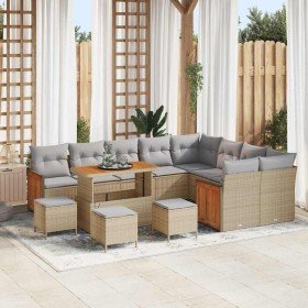 Conjunto de sofá de jardín con cojín 13 pcs beige y gris claro en Sofás de exterior | Comprar online en Foru.es