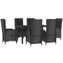 Set de comedor de jardín 7 pzas y cojines ratán sintético negro de vidaXL, Conjuntos de jardín - Ref: Foro24-3185066, Precio:...
