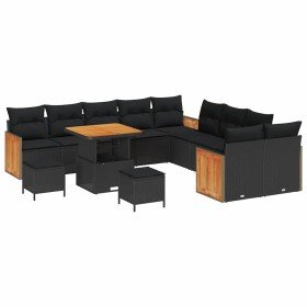Conjunto de sofá de jardín con cojín 13 pcs Negro en Sofás de exterior | Comprar online en Foru.es