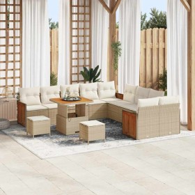 Conjunto de sofá de jardín con cojín 13 pcs beige y crema en Sofás de exterior | Comprar online en Foru.es