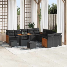Conjunto de sofás de jardín con cojín 13 pcs Negro en Sofás de exterior | Comprar online en Foru.es