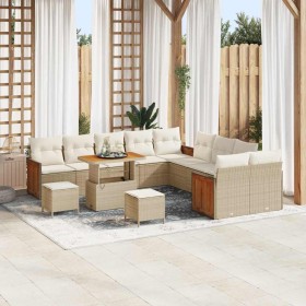 Conjunto de sofá de jardín con cojín 13 pcs beige y crema en Sofás de exterior | Comprar online en Foru.es