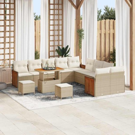 Conjunto de sofá de jardín con cojín 13 pcs beige y crema en Sofás de exterior | Comprar online en Foru.es