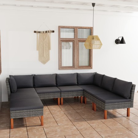 Set de muebles de jardín 8 pzas y cojines ratán sintético gris en Conjuntos de jardín | Comprar online en Foru.es