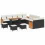 Conjunto de sofá de jardín con cojín 14 pcs Negro y crema en Sofás de exterior | Comprar online en Foru.es