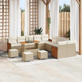 Conjunto de sofá de jardín con cojín 14 pcs beige y crema en Sofás de exterior | Comprar online en Foru.es