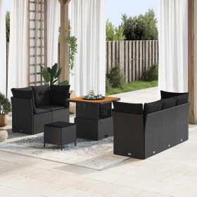 Conjunto de sofá de jardín con cojín 8 pcs Negro en Sofás de exterior | Comprar online en Foru.es