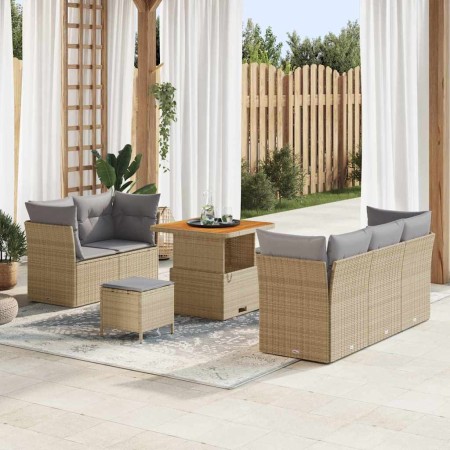 Conjunto de sofá de jardín con cojín 8 pcs beige y gris claro en Sofás de exterior | Comprar online en Foru.es