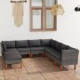 Set de muebles de jardín 9 pzas y cojines ratán sintético gris en Conjuntos de jardín | Comprar online en Foru.es