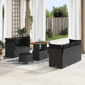 Conjunto de sofá de jardín con cojín 8 pcs Negro en Sofás de exterior | Comprar online en Foru.es