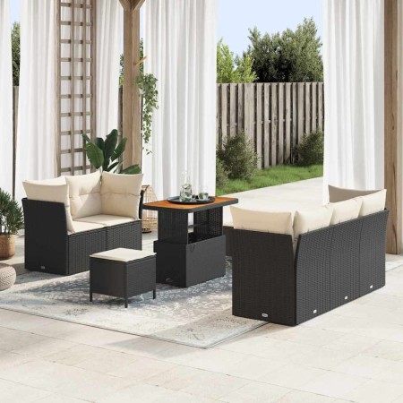 Conjunto de sofá de jardín con cojín 8 pcs Negro y crema en Sofás de exterior | Comprar online en Foru.es