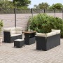 Conjunto de sofá de jardín con cojín 8 pcs Negro y crema en Sofás de exterior | Comprar online en Foru.es