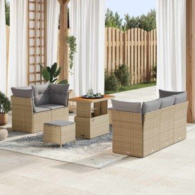Conjunto de sofá de jardín con cojín 8 pcs beige y gris claro en Sofás de exterior | Comprar online en Foru.es