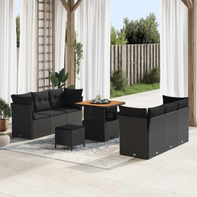 Conjunto de sofá de jardín 9 pcs Negro ratán sintético en Sofás de exterior | Comprar online en Foru.es