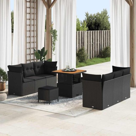 Conjunto de sofá de jardín 9 pcs Negro ratán sintético en Sofás de exterior | Comprar online en Foru.es