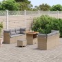 Conjunto de sofá de jardín con cojín 9 pcs Beige y Gris Claro en Sofás de exterior | Comprar online en Foru.es