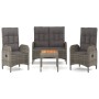Juego de comedor de jardín 4 piezas con cojines ratán PE gris de vidaXL, Conjuntos de jardín - Ref: Foro24-3185083, Precio: 4...