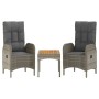 Juego de comedor de jardín 4 piezas con cojines ratán PE gris de vidaXL, Conjuntos de jardín - Ref: Foro24-3185083, Precio: 4...
