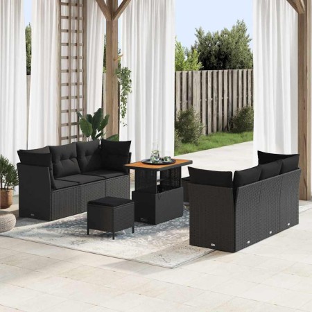 Conjunto de sofá de jardín 9 pcs Negro ratán sintético en Sofás de exterior | Comprar online en Foru.es