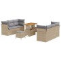 Conjunto de sofá de jardín con cojín 9 pcs Beige y Gris Claro en Sofás de exterior | Comprar online en Foru.es