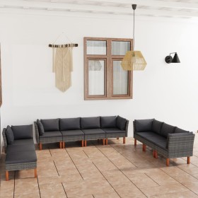 Set de muebles de jardín 10 pzas y cojines ratán sintético gris en Conjuntos de jardín | Comprar online en Foru.es