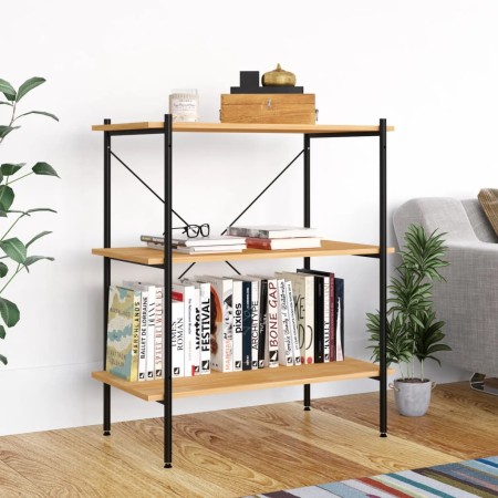 Estantería de 3 niveles en negro y roble 80x40x92 cm en Librerías y estanterías | Comprar online en Foru.es