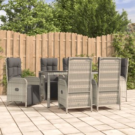 Set comedor jardín 7 pzas y cojines ratán sintético gris de vidaXL, Conjuntos de jardín - Ref: Foro24-3185032, Precio: 952,56...