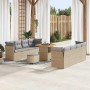 Conjunto de sofá de jardín con cojín 11 pcs Beige y Gris Claro en Sofás de exterior | Comprar online en Foru.es
