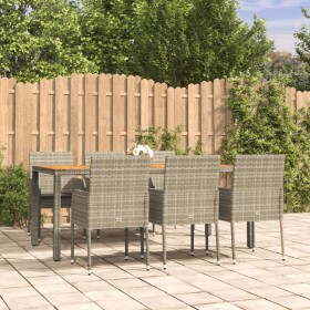 Set comedor jardín 7 pzas y cojines ratán sintético gris de vidaXL, Conjuntos de jardín - Ref: Foro24-3185021, Precio: 467,82...