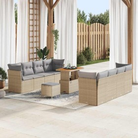 Conjunto de sofá de jardín con cojín 11 pcs beige y gris claro en Sofás de exterior | Comprar online en Foru.es