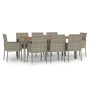 Set comedor jardín 9 pzas y cojines ratán sintético gris de vidaXL, Conjuntos de jardín - Ref: Foro24-3185022, Precio: 599,93...