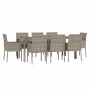 Set comedor jardín 9 pzas y cojines ratán sintético gris de vidaXL, Conjuntos de jardín - Ref: Foro24-3185022, Precio: 599,93...
