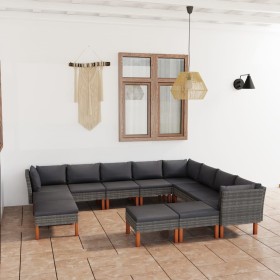 Set de muebles de jardín 12 pzas y cojines ratán sintético gris en Conjuntos de jardín | Comprar online en Foru.es