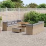Conjunto de sofá de jardín con cojín 11 pcs beige y gris claro en Sofás de exterior | Comprar online en Foru.es