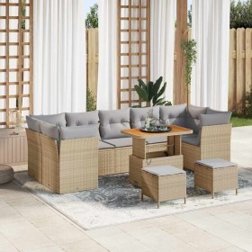 Conjunto de sofá de jardín con cojín 10 pcs beige y gris claro en Sofás de exterior | Comprar online en Foru.es