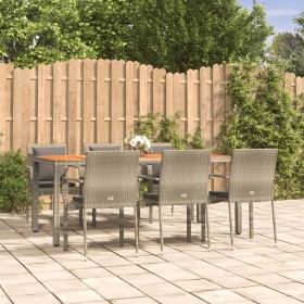 Set comedor jardín 7 pzas y cojines ratán sintético gris de vidaXL, Conjuntos de jardín - Ref: Foro24-3184973, Precio: 525,79...