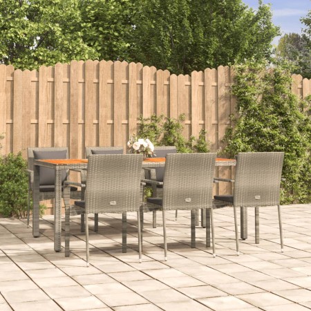 Set comedor jardín 7 pzas y cojines ratán sintético gris de vidaXL, Conjuntos de jardín - Ref: Foro24-3184973, Precio: 525,79...