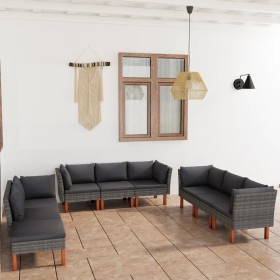 Set de muebles de jardín 9 pzas y cojines ratán sintético gris en Conjuntos de jardín | Comprar online en Foru.es
