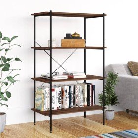 Estantería 4 niveles negra y madera oscura 80x40x130 cm en Librerías y estanterías | Comprar online en Foru.es