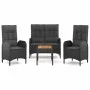 Juego comedor jardín 4 piezas con cojines ratán sintético negro de vidaXL, Conjuntos de jardín - Ref: Foro24-3185084, Precio:...