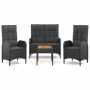Juego comedor jardín 4 piezas con cojines ratán sintético negro de vidaXL, Conjuntos de jardín - Ref: Foro24-3185084, Precio:...