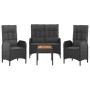 Juego comedor jardín 4 piezas con cojines ratán sintético negro de vidaXL, Conjuntos de jardín - Ref: Foro24-3185084, Precio:...