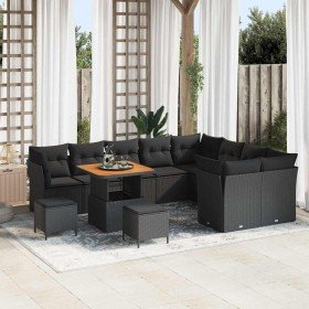 Conjunto de sofá de jardín con cojín 12 pcs Negro en Sofás de exterior | Comprar online en Foru.es