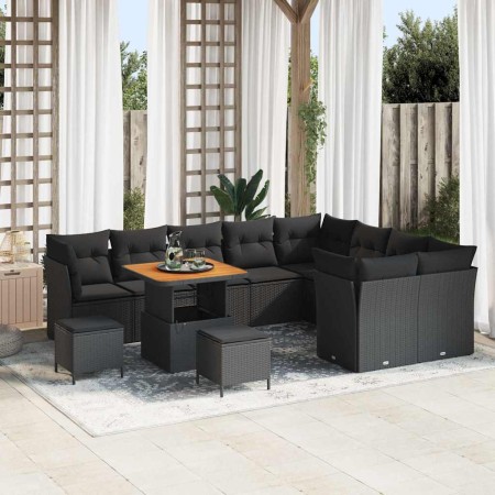 Conjunto de sofá de jardín con cojín 12 pcs Negro en Sofás de exterior | Comprar online en Foru.es