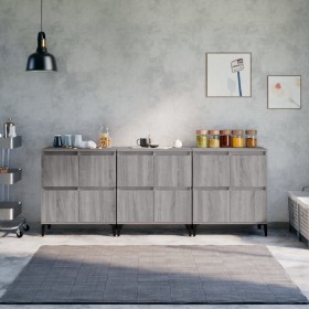 Aparadores 3 uds madera contrachapada gris Sonoma 60x35x70 cm de vidaXL, Aparadores - Ref: Foro24-3185781, Precio: 229,26 €, ...