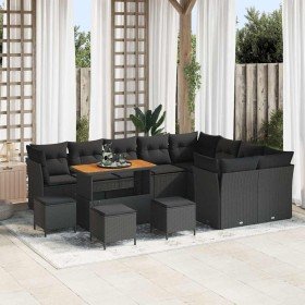 Conjunto de sofá de jardín con cojín 13 pcs Negro en Sofás de exterior | Comprar online en Foru.es